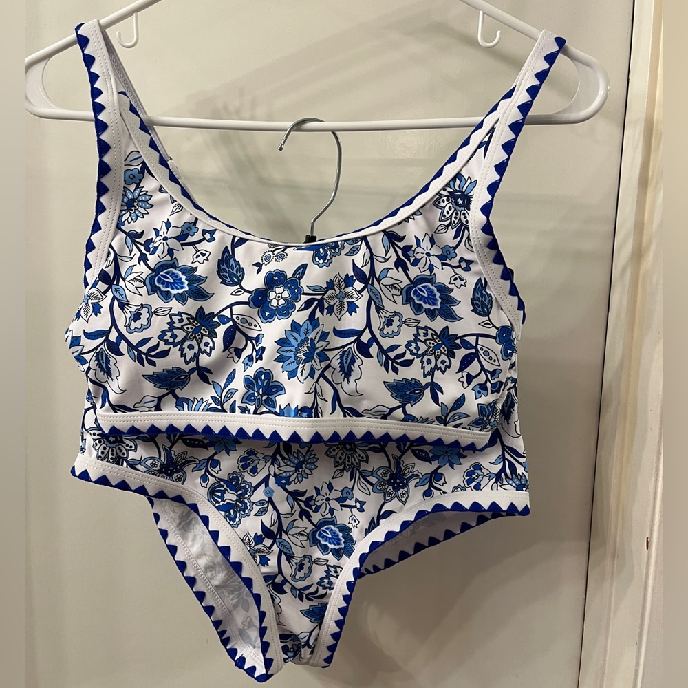 NWOT Women’s Floral Blue Bikini Set S - Picture 5 of 12